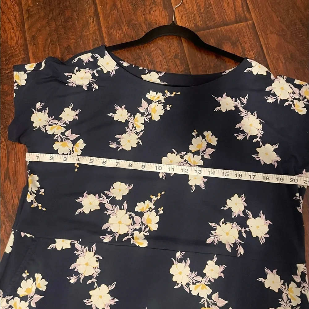 J Jill Navy Floral Dress with pockets Large - Picture 9 of 10
